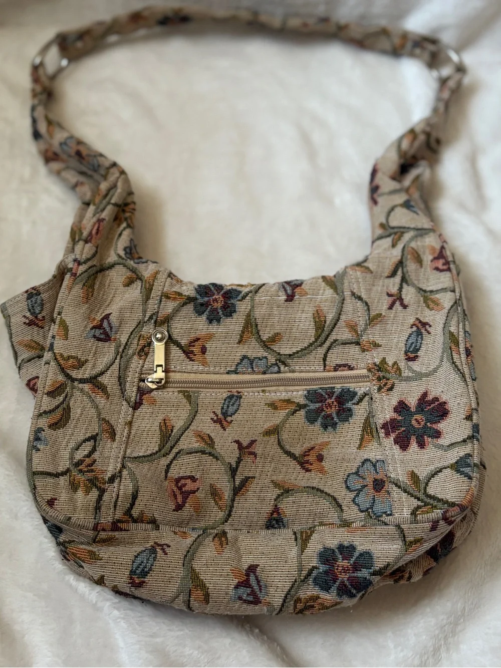 Vintage Vera Bradley Floral Tapestry Hobo Shoulder Bag Cottagecore Boho VTG